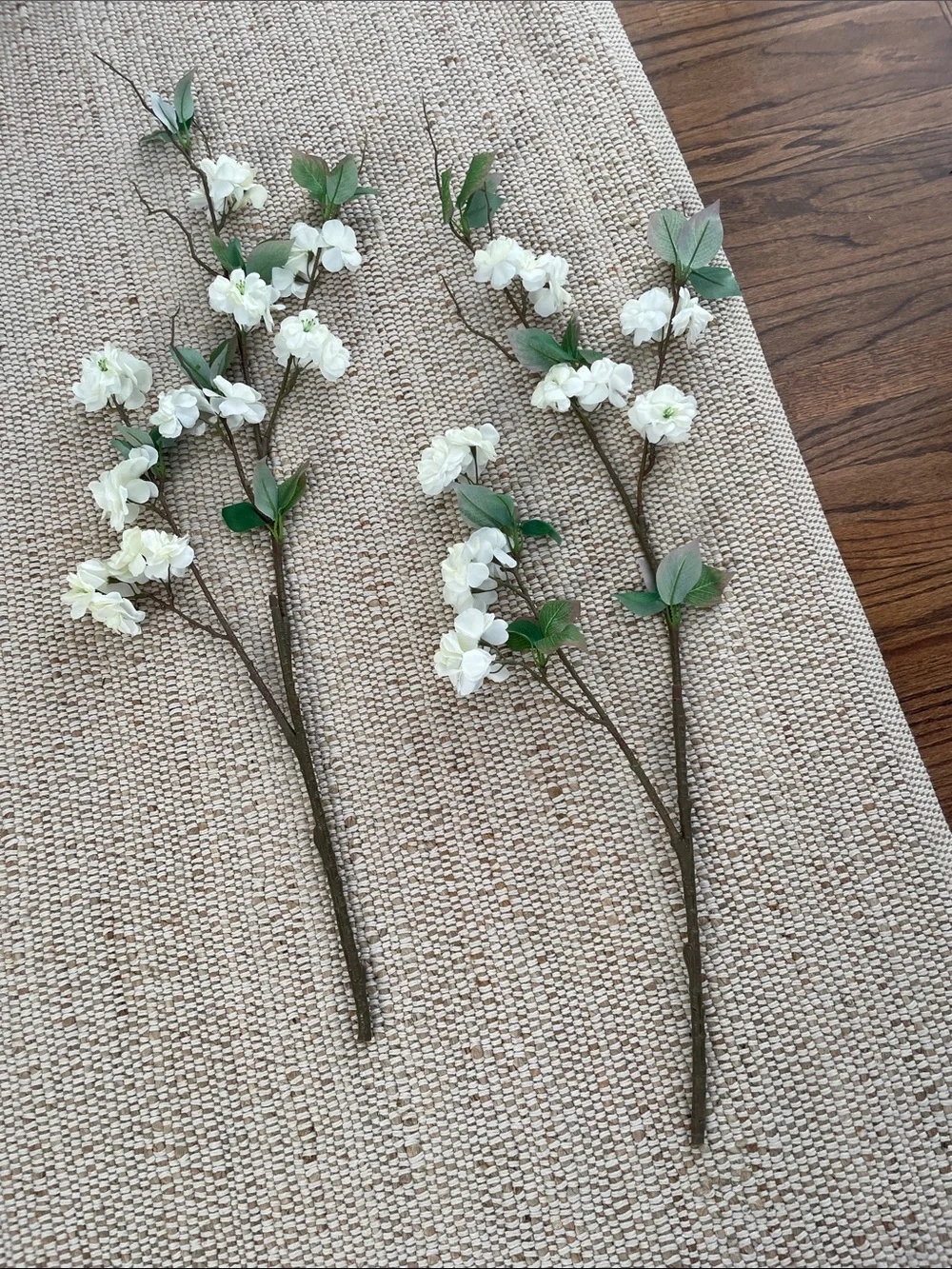 White Artificial Blossom Branches for Home Accents - Set of 2